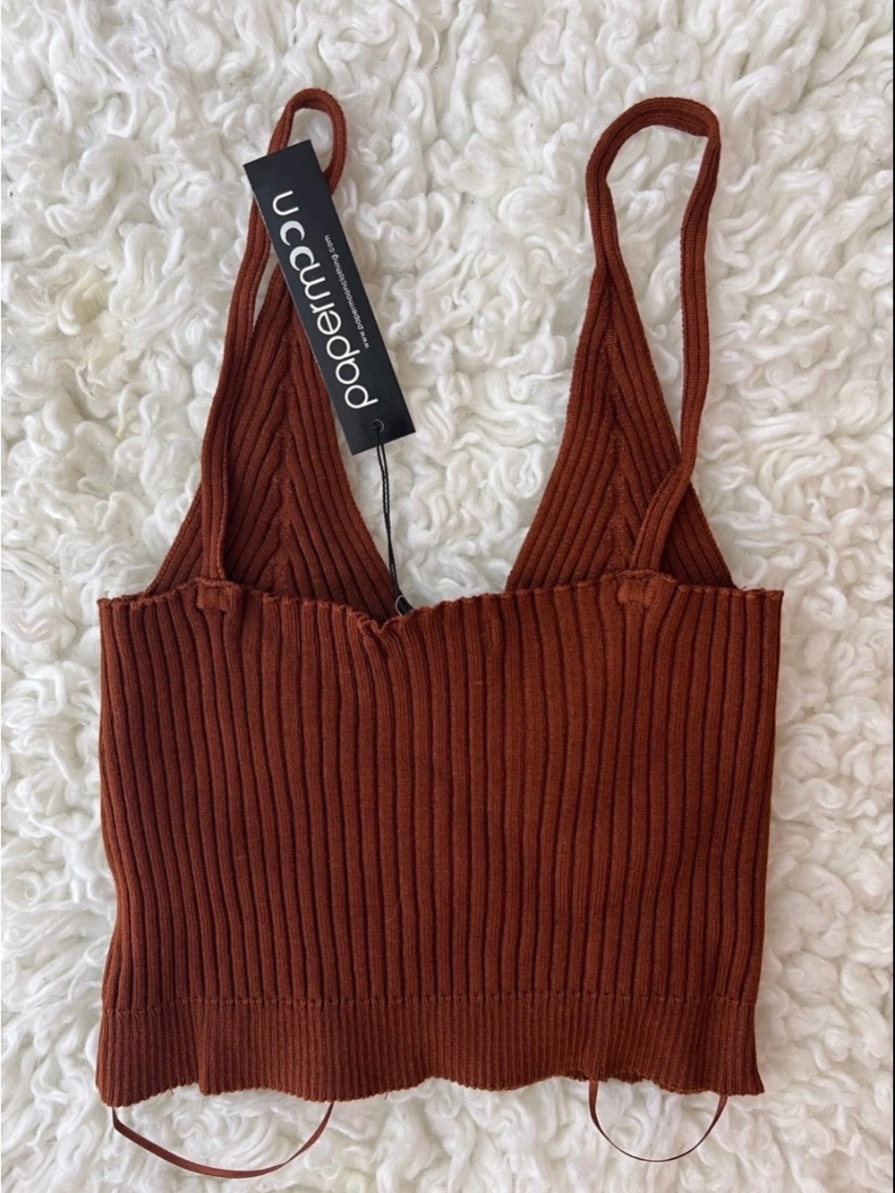 Papermoon Rust Ribbed Cropped Camisole - Picture 3 of 3
